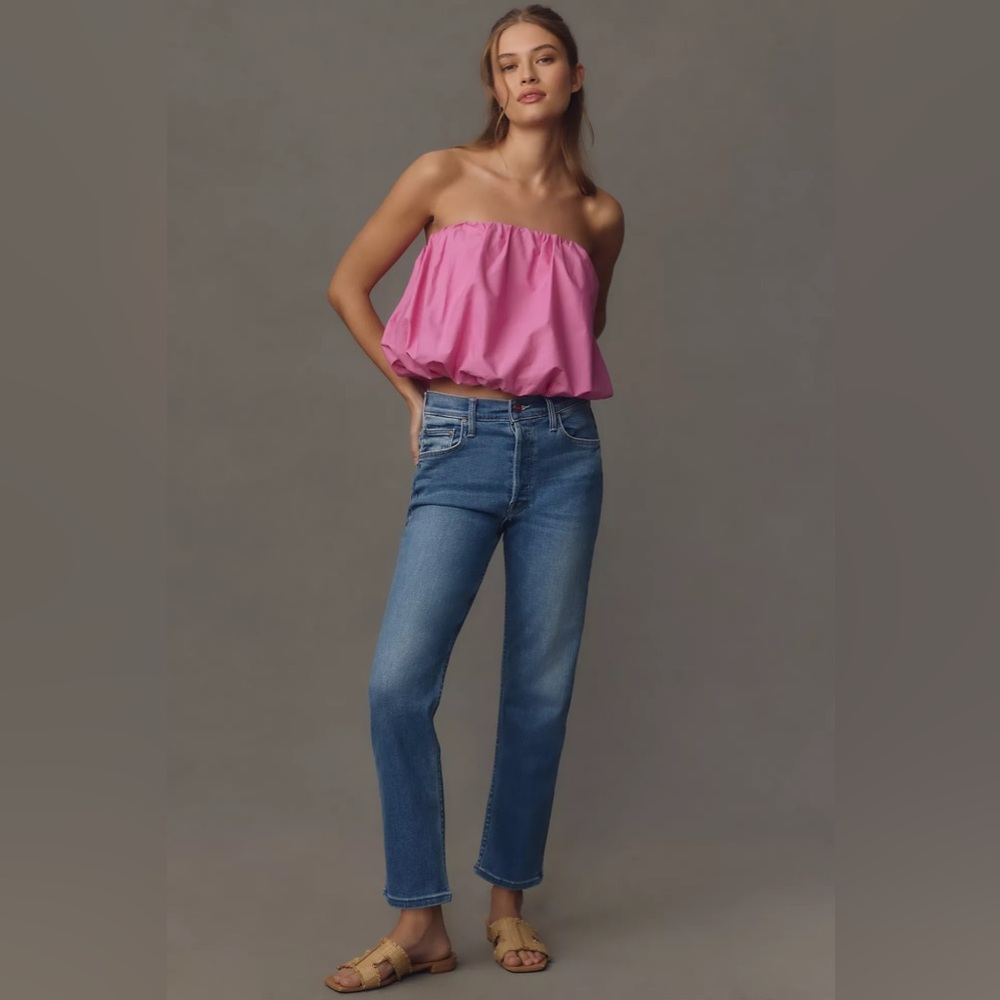 MOTHER The Pixie Tomcat Ankle Denim Distressed Button Fly NWT